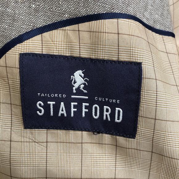 STAFFORD Linen Blend Sport Coat Sz 42L Tan Classic 2-Button Blazer‎ Jacket EUC - Picture 4 of 16